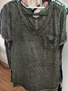 loralette Olive Green Top with Label Detail
